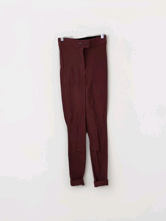 American Apparel Riding Pant M Rust Brown Ribbed Equestrian High Rise Stretch - Picture 1 of 16